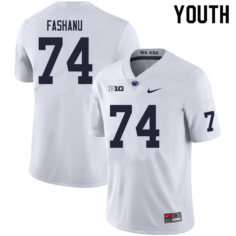 Youth #74 Olu Fashanu Penn State Nittany Lions College Football Jerseys Sale-White